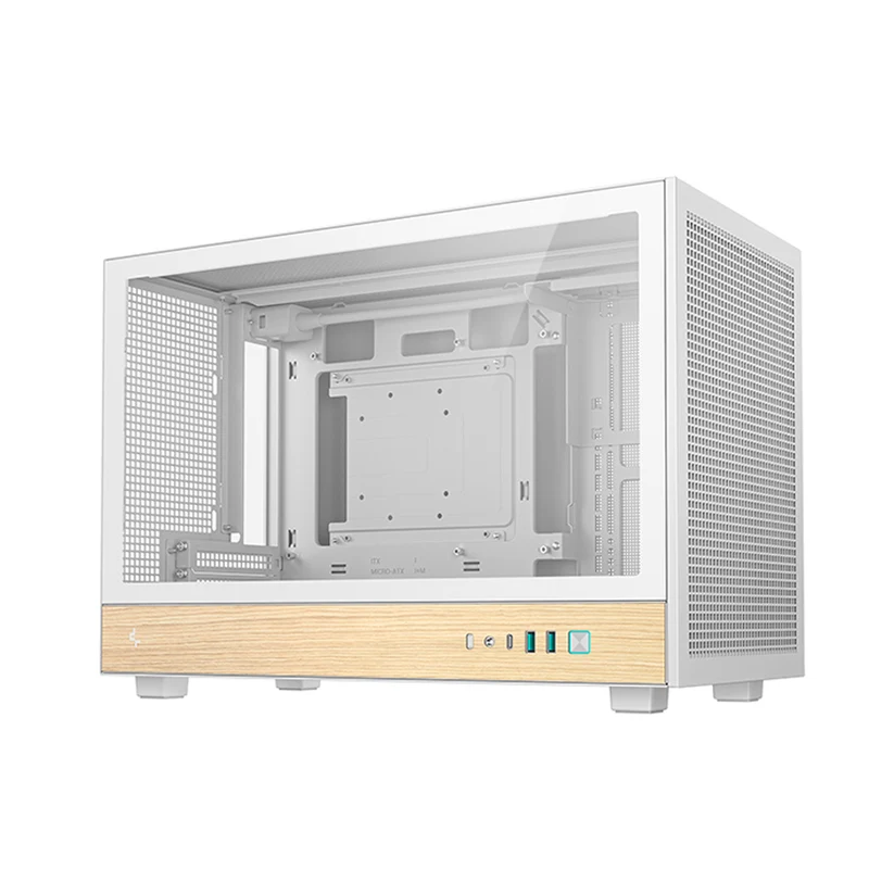 DeepCool CH260 Wood High Airflow Compact M-ATX Wood Grain PC Case (Black, White) (R-CH260-BKNWM0-G-1, R-CH260-WHNWM0-G-1)
