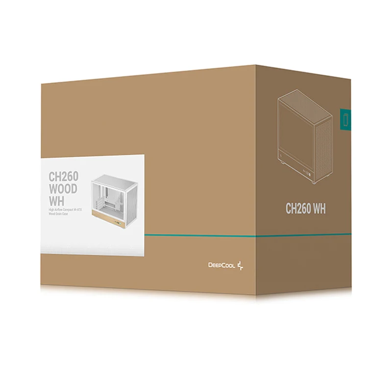 DeepCool CH260 Wood High Airflow Compact M-ATX Wood Grain PC Case (Black, White) (R-CH260-BKNWM0-G-1, R-CH260-WHNWM0-G-1)