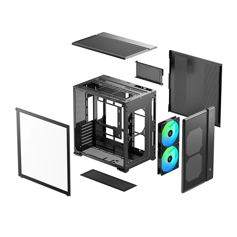 DeepCool CG590 Mesh 2F Mid-Tower ATX PC Case with Pre-Installed 2x160mm ARGB Fans (Black) (R-CG590MESH-BKANA2-G)
