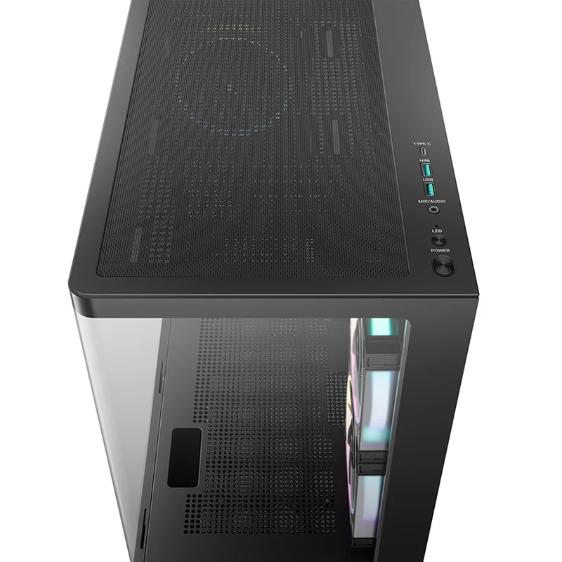 DeepCool CG380U 3F Panoramic Curved Glass M-ATX PC Case (Black) (R-CG380U-BKAGM3-G)