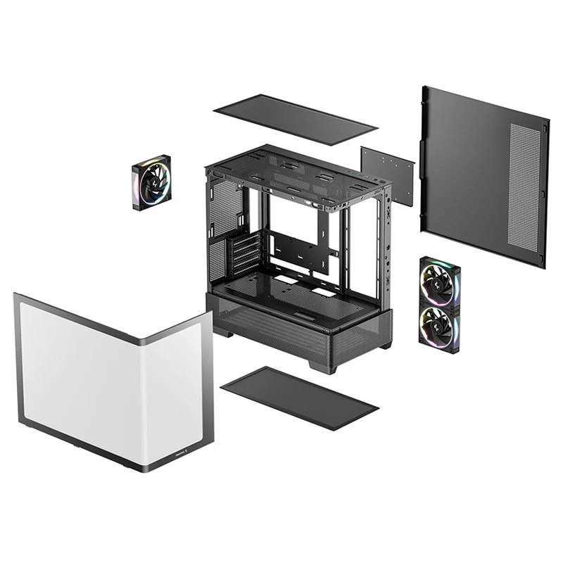 DeepCool CG380U 3F Panoramic Curved Glass M-ATX PC Case (Black) (R-CG380U-BKAGM3-G)