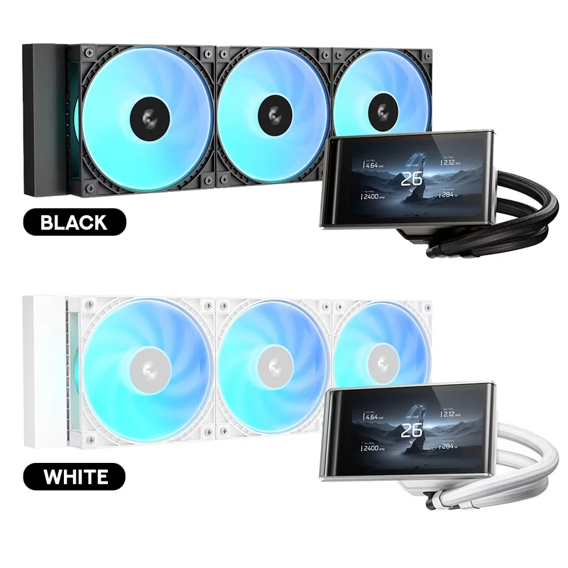 DeepCool LT360 Vision ARGB 4.5" Ultrawide LCD Liquid Cooler with Adjustable Viewing Angle (Black, White) (R-LT360VISION-BKAMMC-G-1, R-LT360VISION-WHAMMC-G-1)