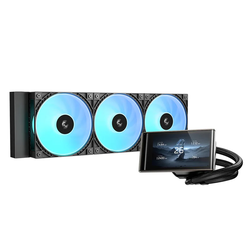DeepCool LT360 Vision ARGB 4.5" Ultrawide LCD Liquid Cooler with Adjustable Viewing Angle (Black, White) (R-LT360VISION-BKAMMC-G-1, R-LT360VISION-WHAMMC-G-1)