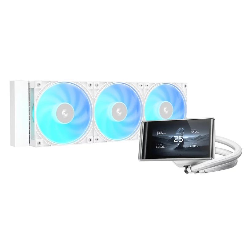 DeepCool LT360 Vision ARGB 4.5" Ultrawide LCD Liquid Cooler with Adjustable Viewing Angle (Black, White) (R-LT360VISION-BKAMMC-G-1, R-LT360VISION-WHAMMC-G-1)