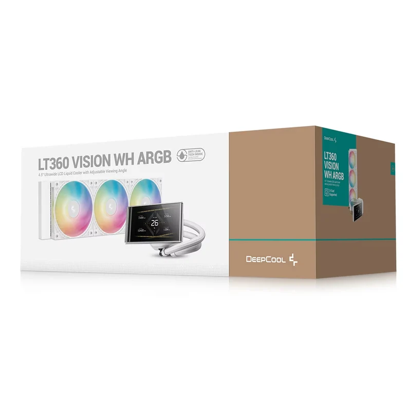DeepCool LT360 Vision ARGB 4.5" Ultrawide LCD Liquid Cooler with Adjustable Viewing Angle (Black, White) (R-LT360VISION-BKAMMC-G-1, R-LT360VISION-WHAMMC-G-1)