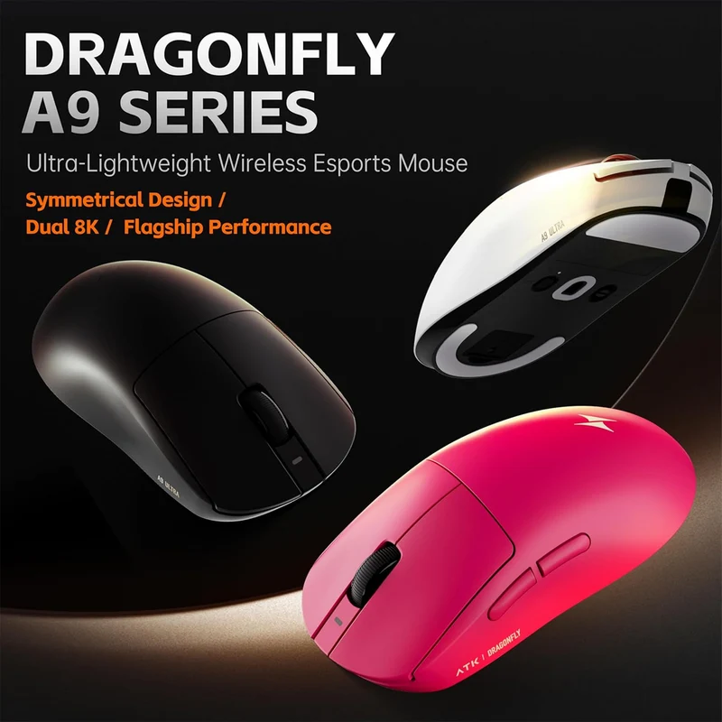 ATK Dragonfly A9 Pro Max 2.0 Lightweight Wireless Mouse (Black, White)