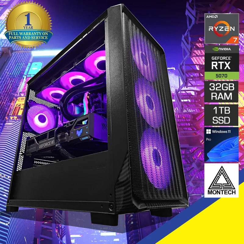 Sophos X5M Black Desktop Gaming PC | AMD Ryzen 7 9700X | 32GB (2x16GB) RAM | 1TB SSD | RTX 5070 | Windows 11 Pro