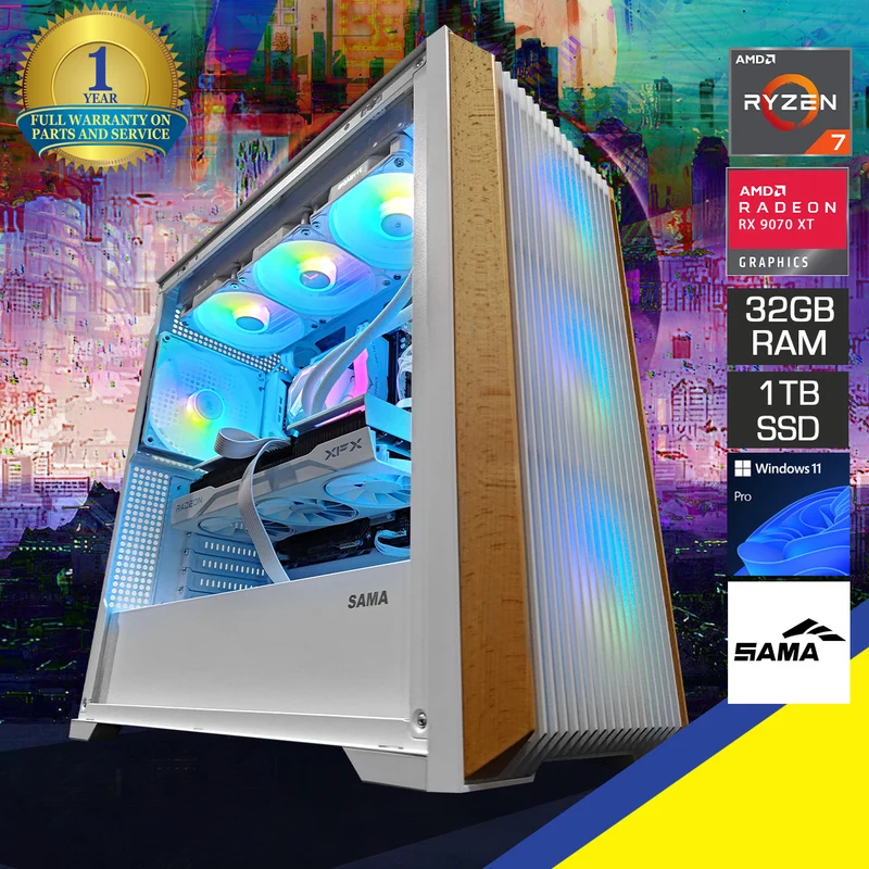 Optima Z60 White Desktop Gaming PC | AMD Ryzen 7 9700X | 32GB (2x16GB) RAM | 1TB SSD | RX 9070 XT | Windows 11 Pro