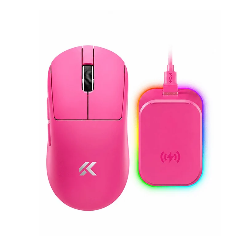 MCHOSE A7 V3 Pro+ Tri-Mode Lightweight eSports Gaming Mouse (Berry Red, White)