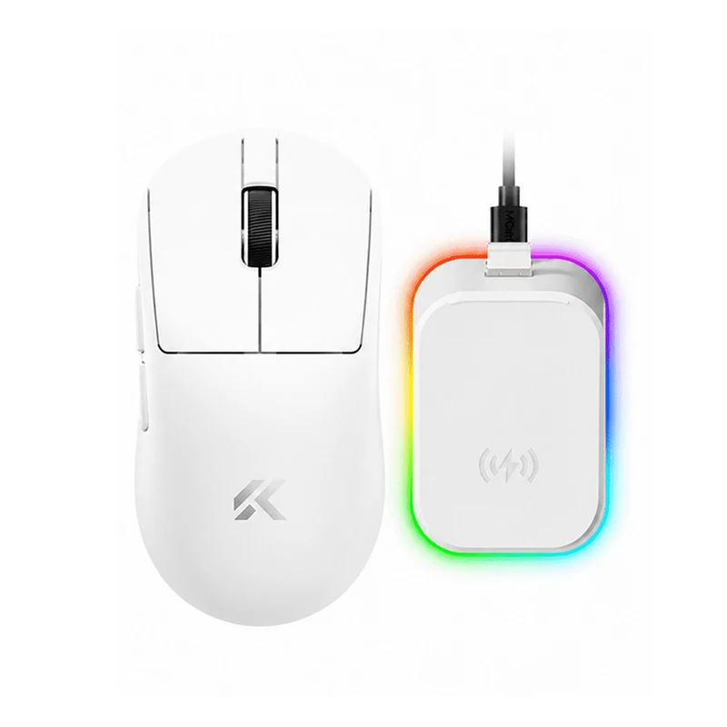 MCHOSE A7 V3 Pro+ Tri-Mode Lightweight eSports Gaming Mouse (Berry Red, White)