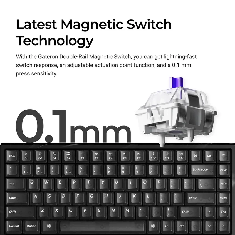 Keychron K2 HE 75% Wireless Hot-Swappable RGB Magnetic Switch Custom Keyboard - Resin Edition (Gateron Double-Rail Magnetic Nebula Switch) (K2H-F1R)