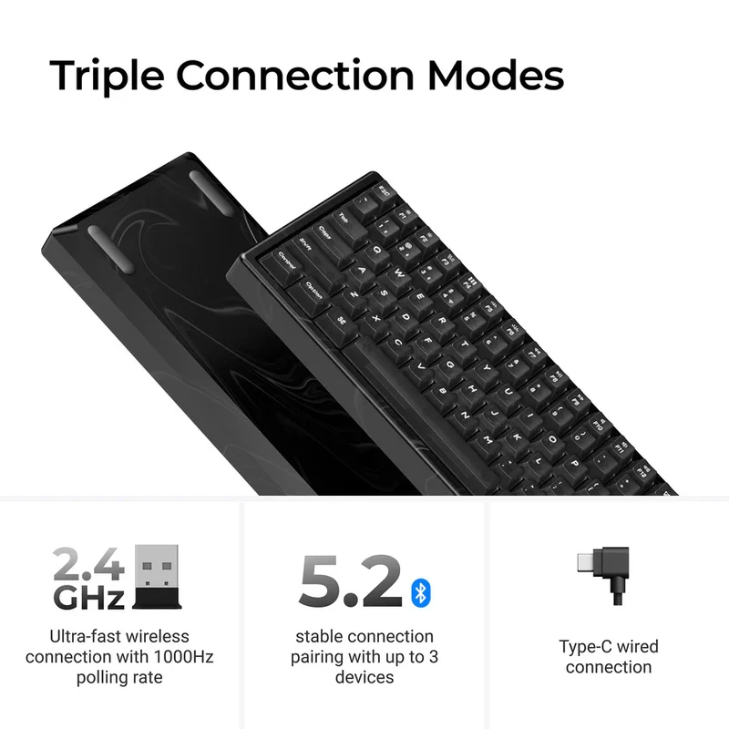 Keychron K2 HE 75% Wireless Hot-Swappable RGB Magnetic Switch Custom Keyboard - Resin Edition (Gateron Double-Rail Magnetic Nebula Switch) (K2H-F1R)