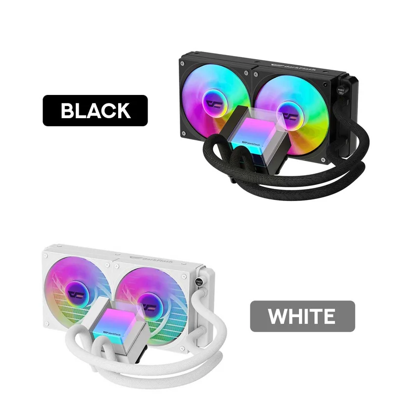 DarkFlash Cube CB240 ARGB AIO 240mm Liquid CPU Cooler (Black, White)