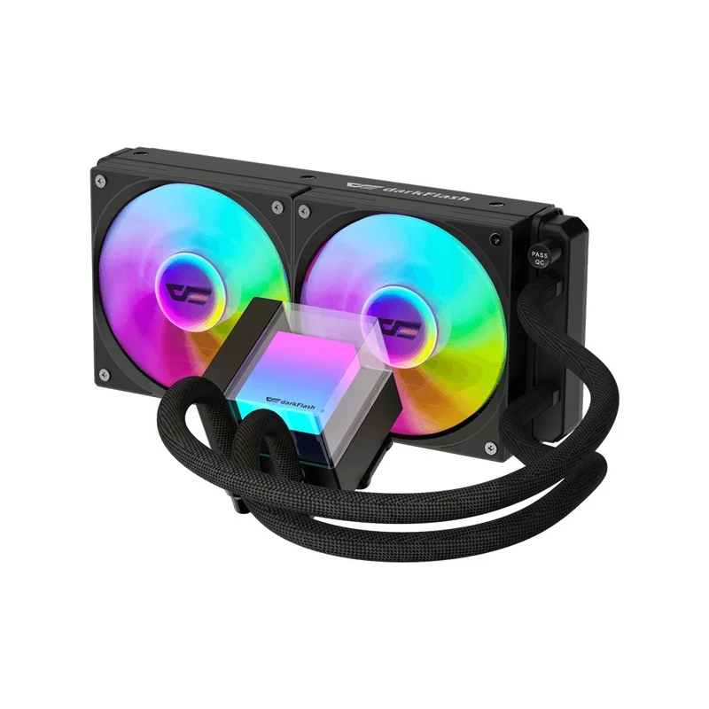 DarkFlash Cube CB240 ARGB AIO 240mm Liquid CPU Cooler (Black, White)