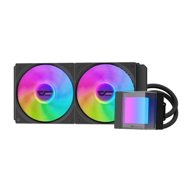 DarkFlash Cube CB240 ARGB AIO 240mm Liquid CPU Cooler (Black, White)