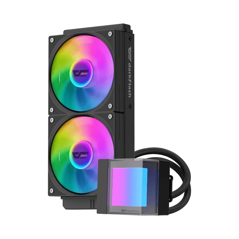 DarkFlash Cube CB240 ARGB AIO 240mm Liquid CPU Cooler (Black, White)