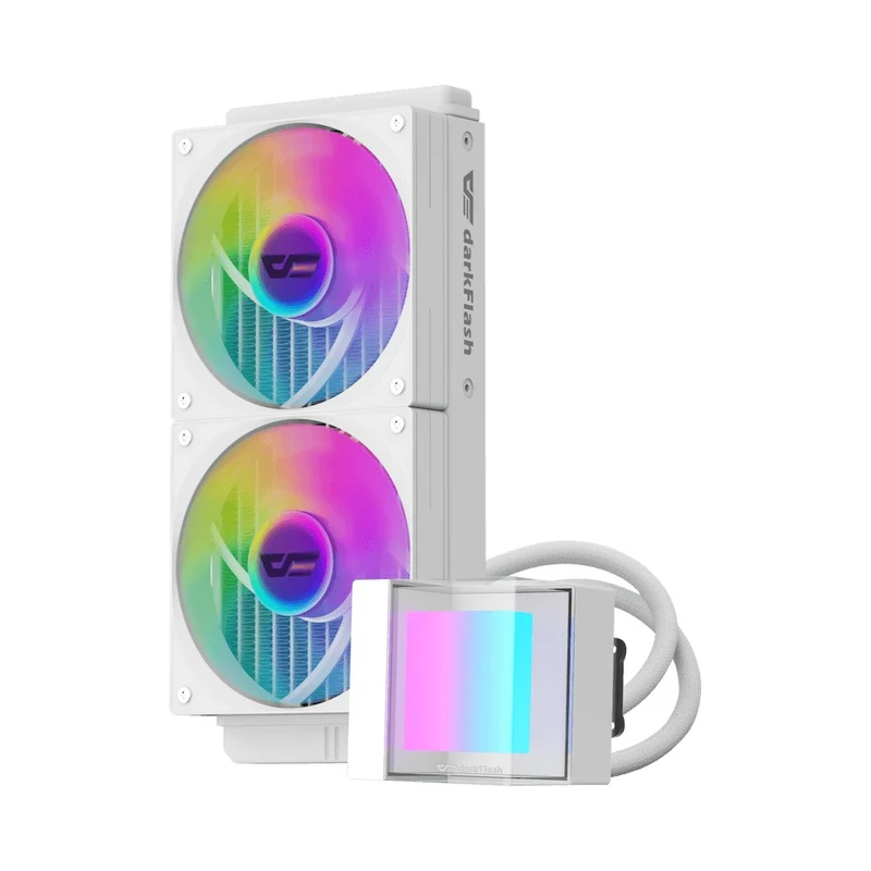DarkFlash Cube CB240 ARGB AIO 240mm Liquid CPU Cooler (Black, White)