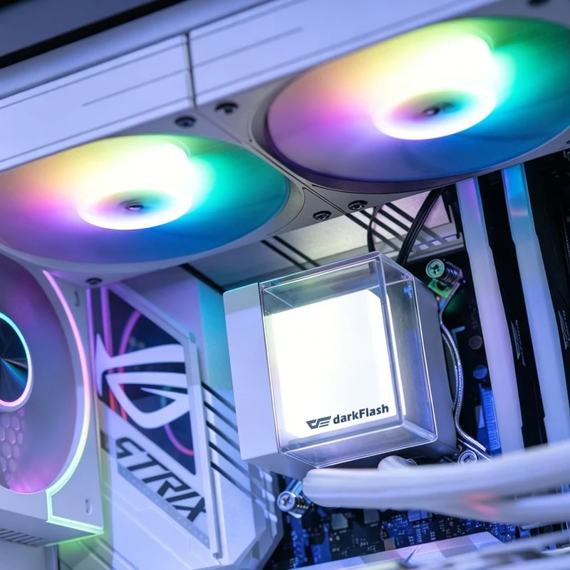 DarkFlash Cube CB240 ARGB AIO 240mm Liquid CPU Cooler (Black, White)