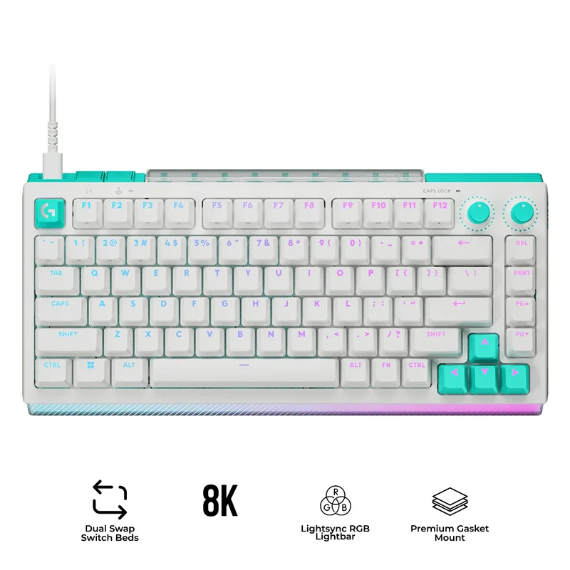 Logitech G512 X 75 Dual Swap TMR Analog/Mechanical 8k Gaming Keyboard (White) (920-013962)