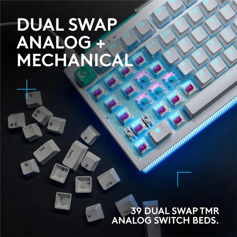 Logitech G512 X 75 Dual Swap TMR Analog/Mechanical 8k Gaming Keyboard (White) (920-013962)