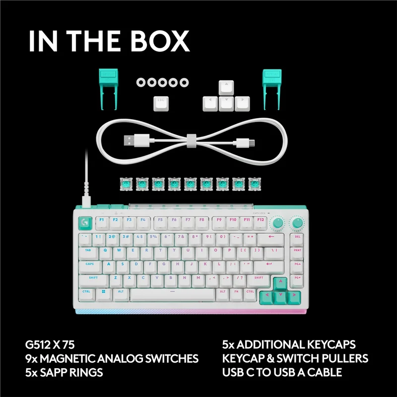 Logitech G512 X 75 Dual Swap TMR Analog/Mechanical 8k Gaming Keyboard (White) (920-013962)