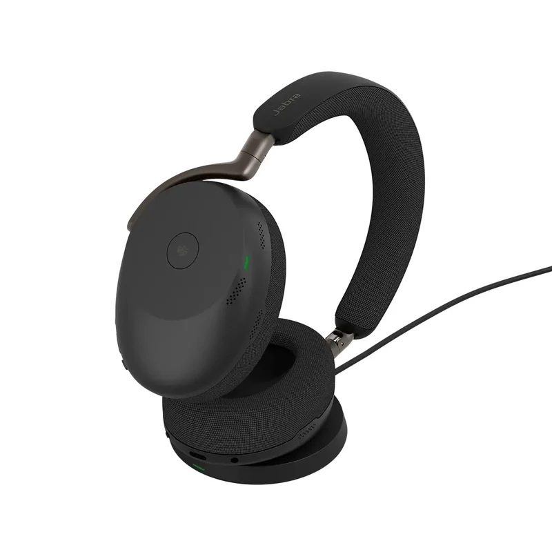 Jabra Evolve3 85 MS link390c USB-C Wireless Headset With Dongle & Wireless Charging Pad (Black)