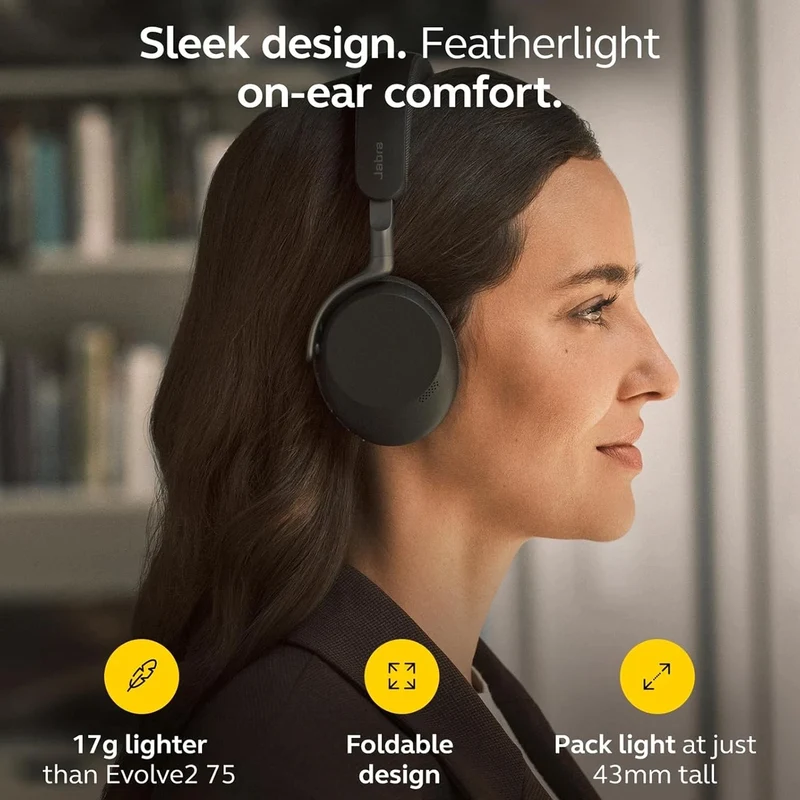 Jabra Evolve3 75 MS Link390c USB-C Wireless Headset With Dongle (Black)