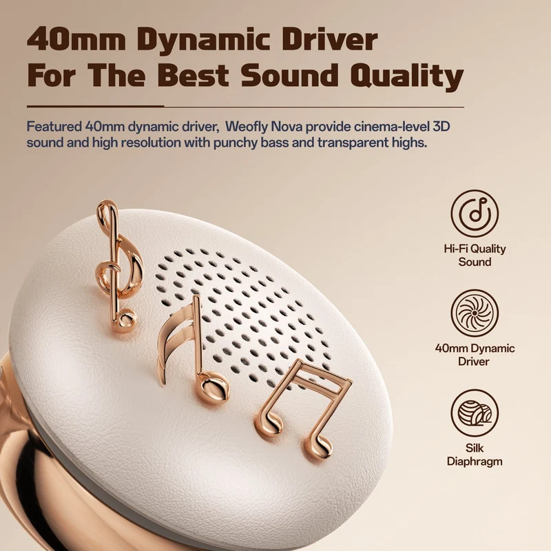 Weofly Nova ANC Headphone (Coffee, Silver, White) (WFNV768CF, WFNV768SL, WFNV768WH)