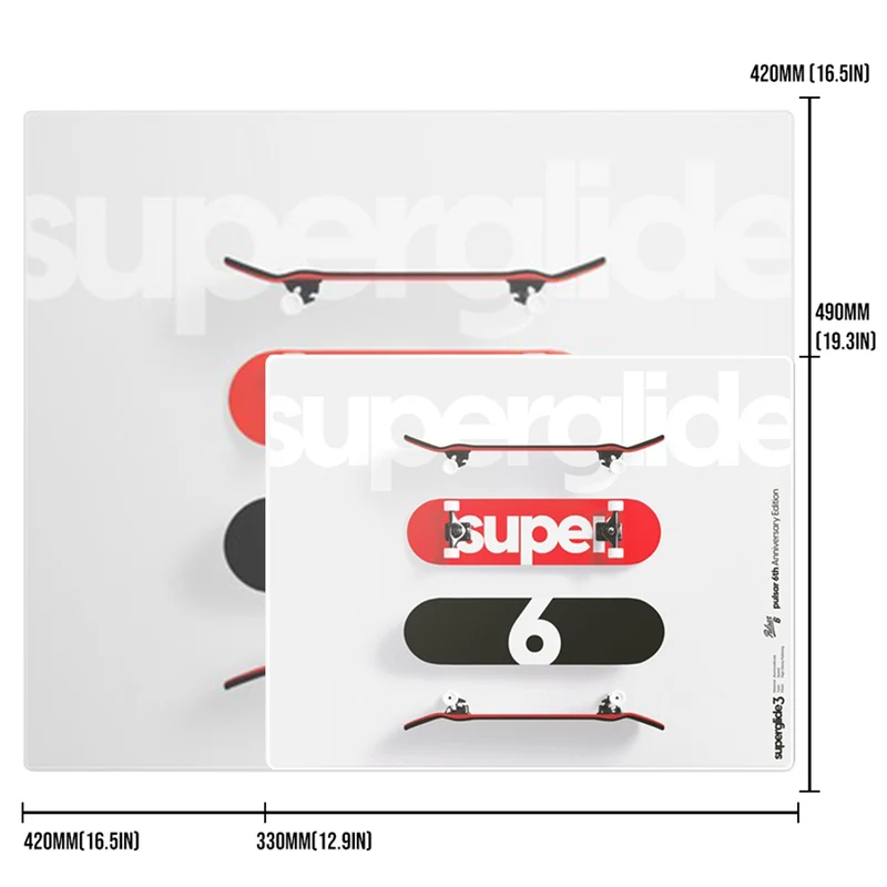 Pulsar Superglide 3 Premium Glass Mousepad 6th Anniversary Edition (Skateboard) (M, XL) (SGPMP6EDSBS, SGPXLP6EDSBS)