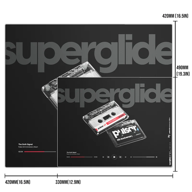 Pulsar Superglide 3 Premium Glass Mousepad 6th Anniversary Edition (Cassette) (M, XL) (SGPMP6EDCTS, SGPXLP6EDCTS)