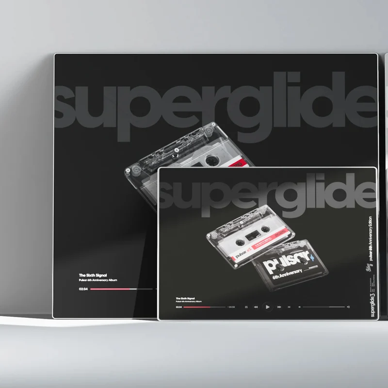 Pulsar Superglide 3 Premium Glass Mousepad 6th Anniversary Edition (Cassette) (M, XL) (SGPMP6EDCTS, SGPXLP6EDCTS)