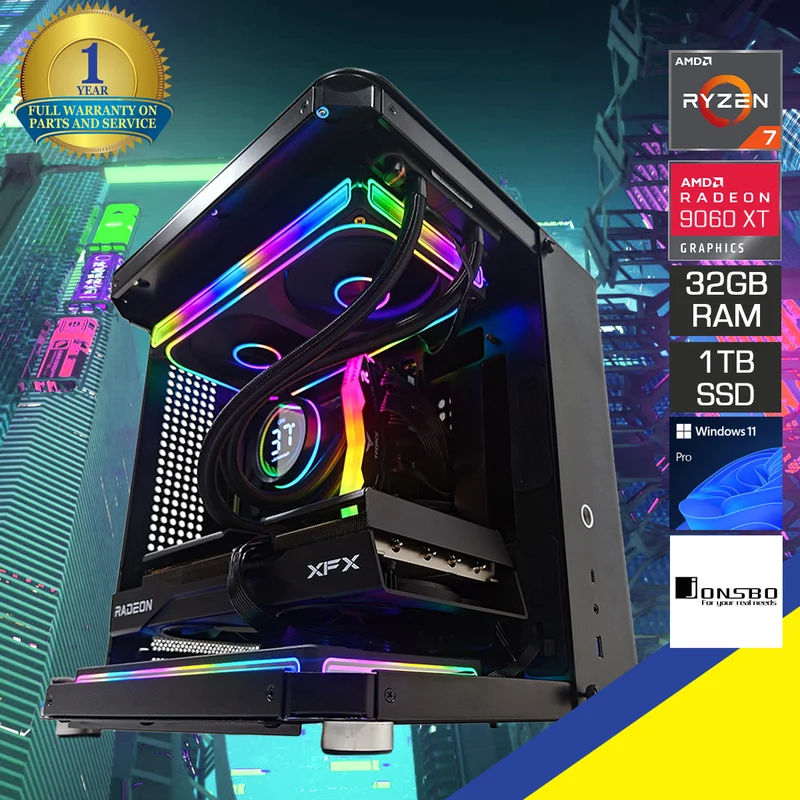 Sophos TK-1 Black Desktop Gaming PC | AMD Ryzen 7 9700X | 32GB (2x16GB) RAM | 1TB SSD | RX 9060 XT | Windows 11 Pro