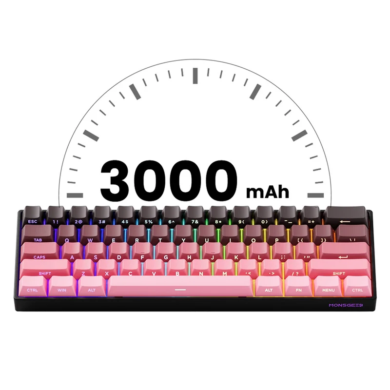 MonsGeek FUN60 Pro HE Wired RGB Magnetic Keyboard (Black & Pink Gradient) (Akko Glare Magnetic Switch) (101-FUN6H-008)