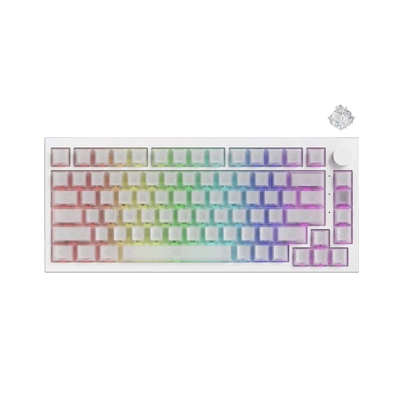 Akko 5075 V5 TMR Multi-Mode ARGB Hot-Swappable Magnetic Keyboard (Glassy Carbon Fiber White) (Akko Prism HE Switch) (103-K063B-006)