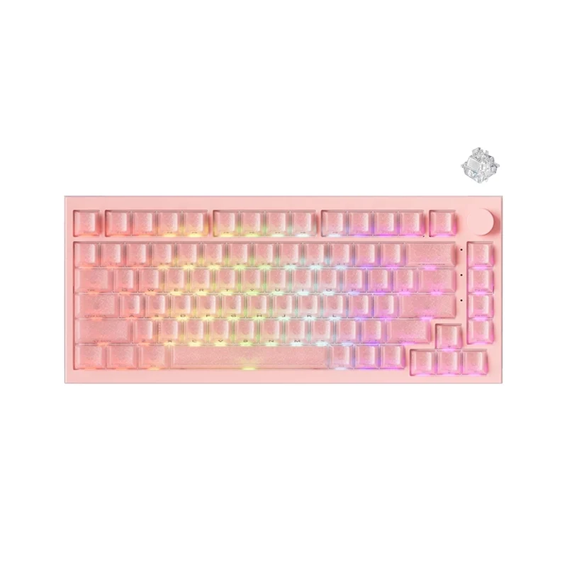 Akko 5075 V5 TMR Multi-Mode ARGB Hot-Swappable Magnetic Keyboard (Glassy Carbon Fiber Pink) (Akko Prism HE Switch) (103-K063B-016)