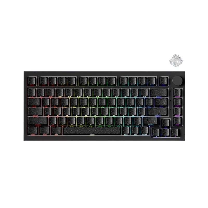 Akko 5075 V5 TMR Multi-Mode ARGB Hot-Swappable Magnetic Keyboard (Glassy Carbon Fiber Black) (Akko Prism HE Switch) (103-K063B-005)