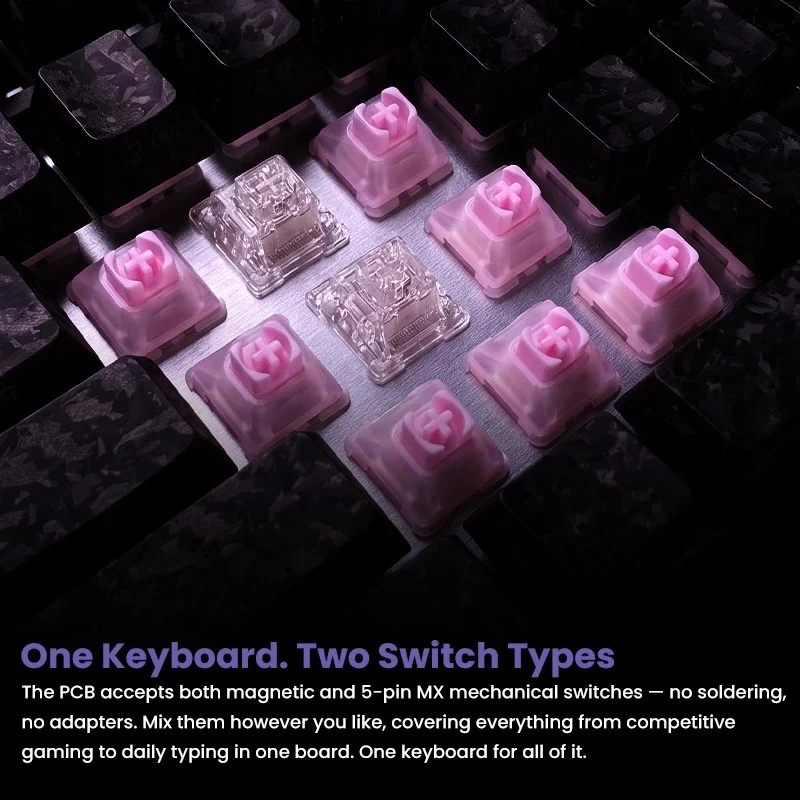 Akko 5075 V5 TMR Multi-Mode ARGB Hot-Swappable Magnetic Keyboard (Glassy Carbon Fiber Black) (Akko Prism HE Switch) (103-K063B-005)