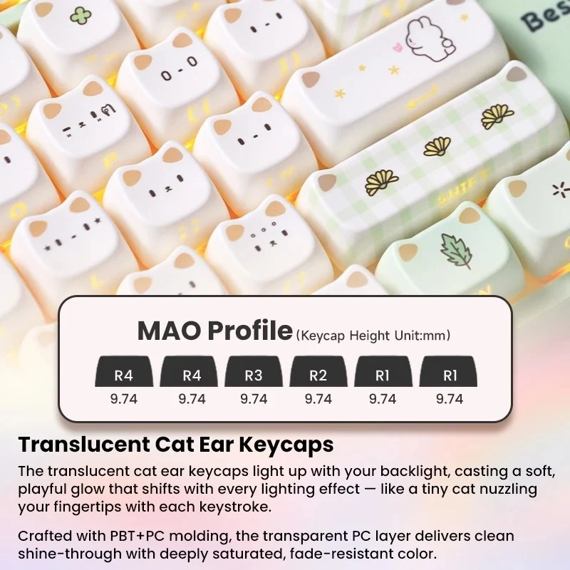 Akko Shiny Kitten 5108 V5 Multi-Mode RGB Hot-Swappable Mechanical Keyboard (White) (Akko Crystal Silver U1 Switch) (103-K051A-023)