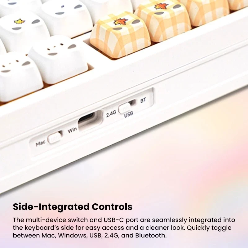 Akko Shiny Kitten 5108 V5 Multi-Mode RGB Hot-Swappable Mechanical Keyboard (Yellow) (Akko Crystal Silver U1 Switch) (103-K051A-016)
