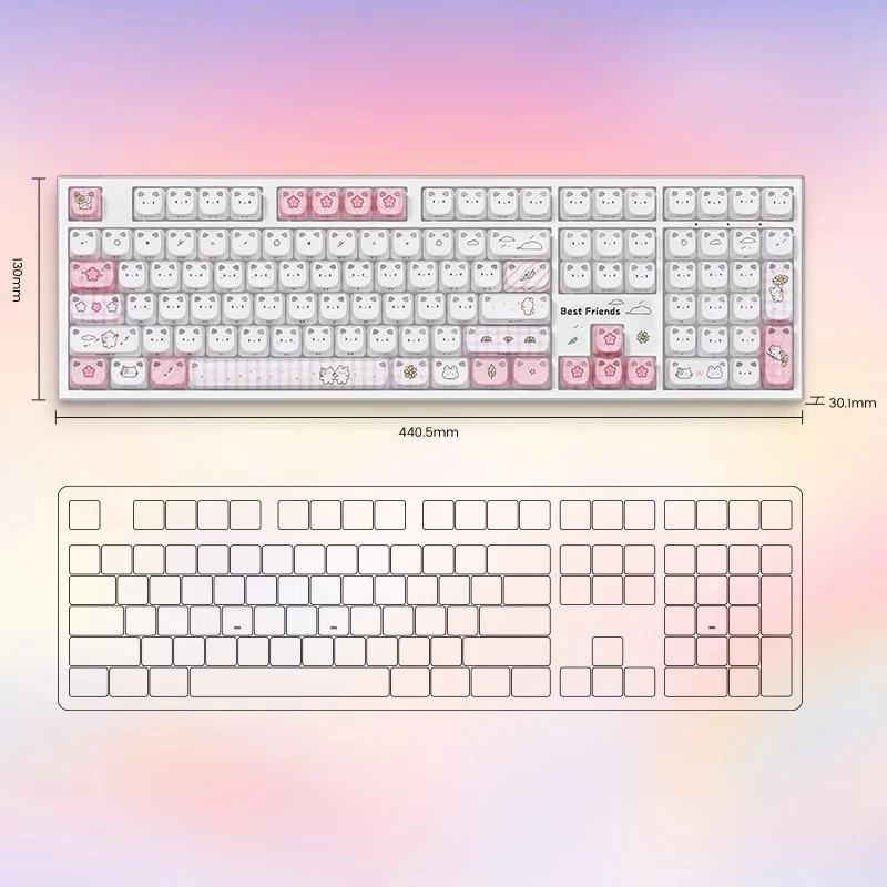 Akko Shiny Kitten 5108 V5 Multi-Mode RGB Hot-Swappable Mechanical Keyboard (Yellow) (Akko Crystal Silver U1 Switch) (103-K051A-016)