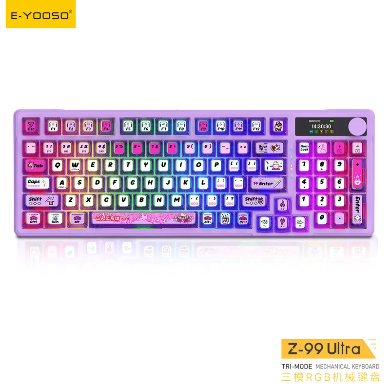 E-Yooso Z-99 Ultra RGB Tri-Mode Mechanical Keyboard Transparent Purple (Silverwood Switch)