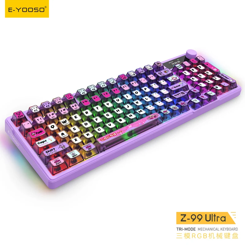 E-Yooso Z-99 Ultra RGB Tri-Mode Mechanical Keyboard Transparent Purple (Silverwood Switch)