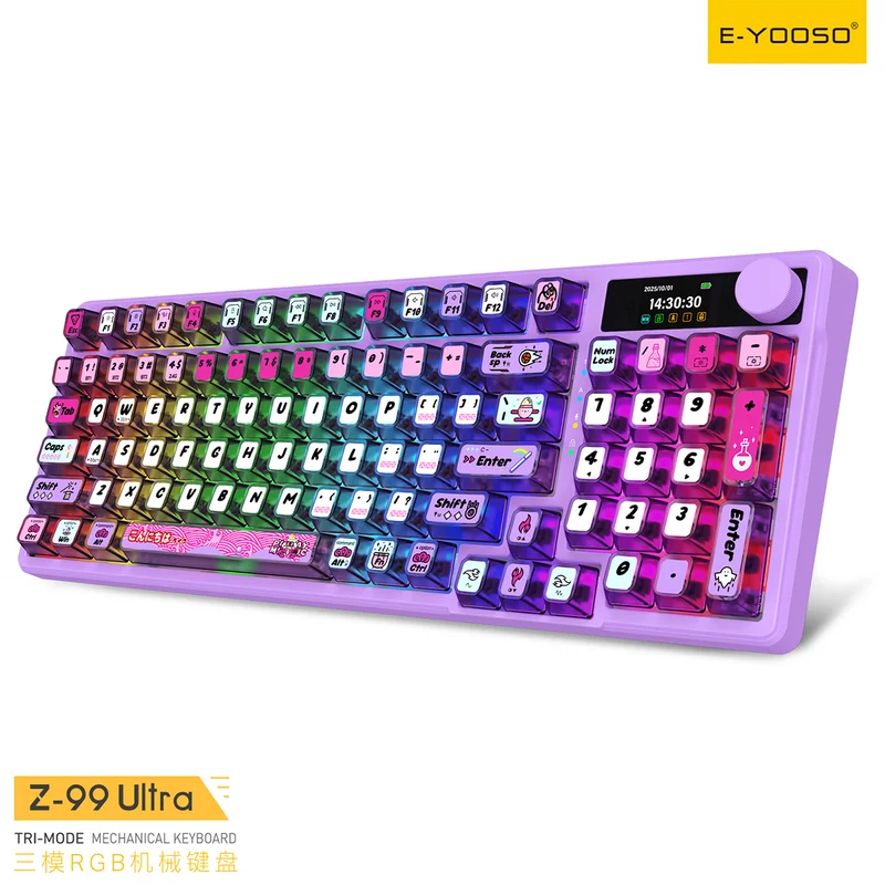 E-Yooso Z-99 Ultra RGB Tri-Mode Mechanical Keyboard Transparent Purple (Silverwood Switch)