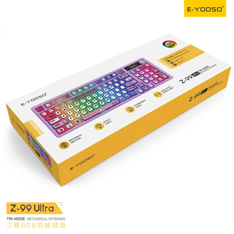 E-Yooso Z-99 Ultra RGB Tri-Mode Mechanical Keyboard Transparent Purple (Silverwood Switch)