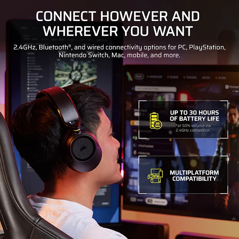 Corsair HS35 v3 Wireless Gaming Headset (Carbon, White) (CA-9011401-WW, CA-9011402-WW)