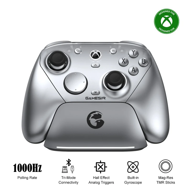 GameSir G7 Pro Tri-Mode Wired/ Wireless Gaming Controller for Xbox / Mobile / PC (Silver)