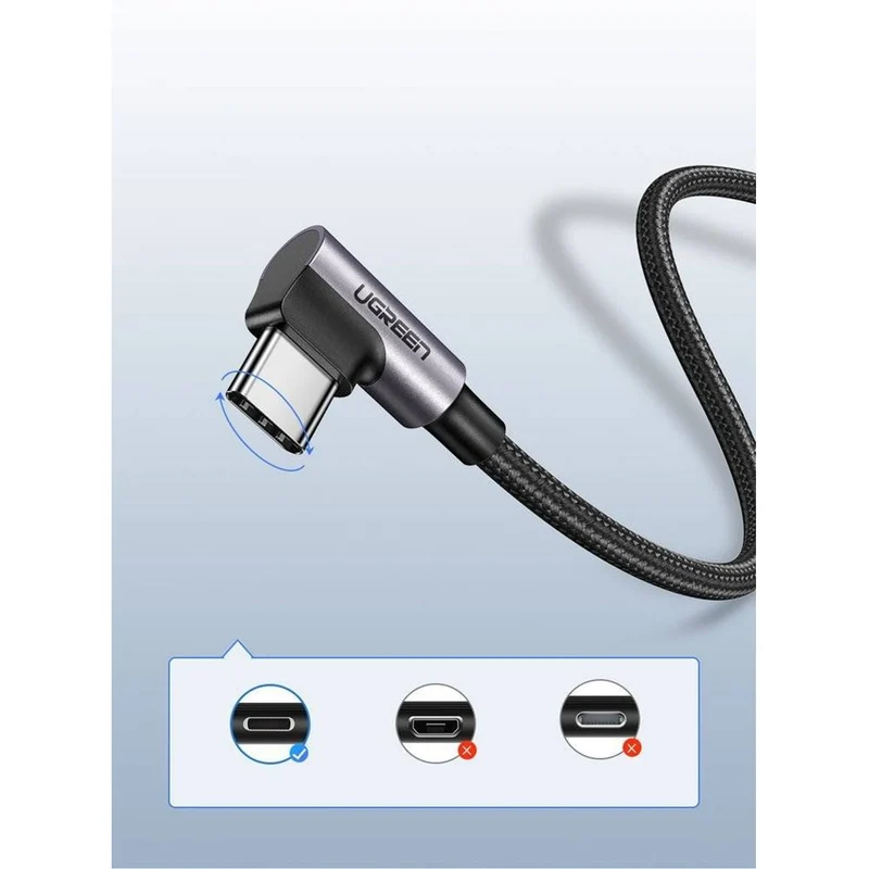 Ugreen Right Angle USB-A to USB-C Data Cable - 2m (Space Gray) (US284/50942)