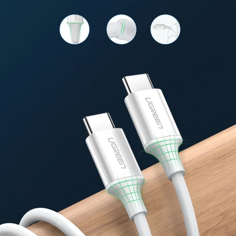 Ugreen USB-C 2.0 Male to USB-C 2.0 Male 3A Data Cable - 1.5m (White) (US264/60519)