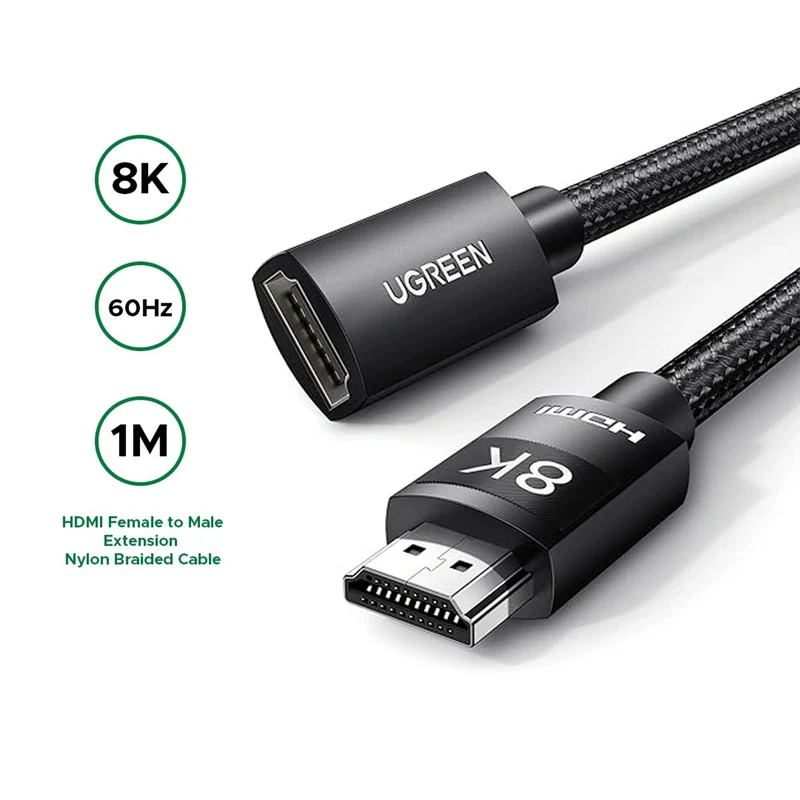 Ugreen HDMI 8K Male to Female Extension Cable - 1m (Black) (HD151/40447)