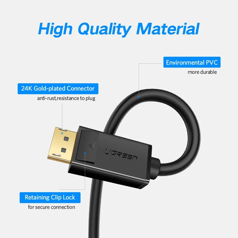 Ugreen DP 1.2 Male to Male Cable - 1m (Black) (DP102/10244)